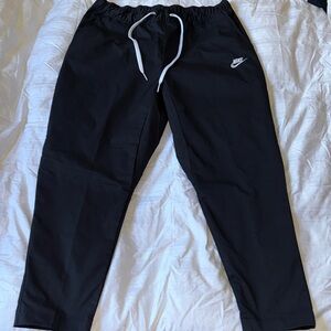 Nike Men's Black Sweatpants with White Drawstring